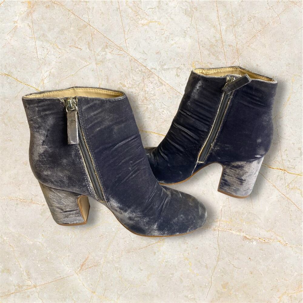 Zara Basic Collection Women's Steele Blue Velvet Ankle Boots Size 36 EU